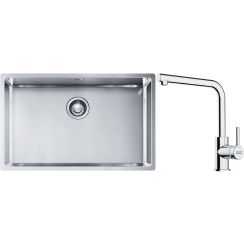 Set lavello in acciaio Franke Box 127.0453.658, rubinetto da cucina Franke Lina 115.0712.420