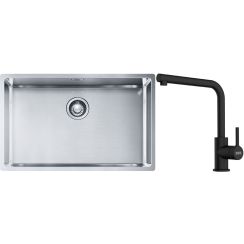 Set lavello in acciaio Franke Box 127.0453.658, rubinetto da cucina Franke Lina 115.0712.435