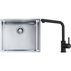 Set lavello in acciaio Franke Box 127.0453.656, rubinetto da cucina Franke Lina 115.0712.435