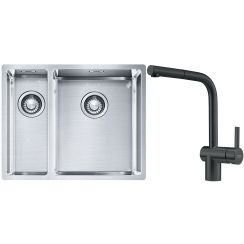 Set lavello in acciaio Franke Box 127.0369.916, rubinetto da cucina Franke Atlas 115.0550.427