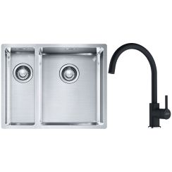 Set lavello in acciaio Franke Box 127.0369.916, rubinetto da cucina Franke Lina 115.0626.019