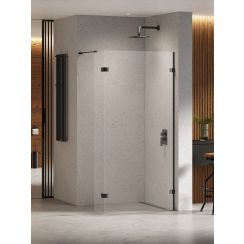 New Trendy Eventa Black Chrome parete doccia walk-in 120 cm nero lucida/vetro trasparente EXK-6312