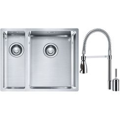 Set lavello in acciaio Franke Box 127.0369.916, rubinetto da cucina Franke Sentinel 115.0029.591