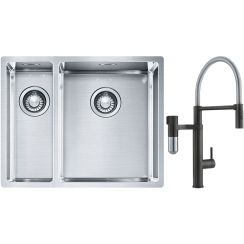 Set rubinetto da cucina Franke Vital Semi-Pro 120.0621.313, lavello in acciaio Franke Box 127.0369.916