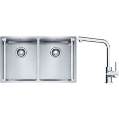 Set lavello in acciaio Franke Box 127.0370.188, rubinetto da cucina Franke Lina 115.0712.420
