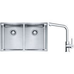 Set lavello in acciaio Franke Box 127.0370.188, rubinetto da cucina Franke Lina 115.0693.230