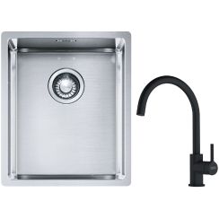 Set lavello in acciaio Franke Box 127.0453.653, rubinetto da cucina Franke Lina 115.0626.019