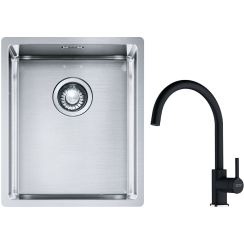 Set lavello in acciaio Franke Box 127.0453.653, rubinetto da cucina Franke Lina 115.0626.020