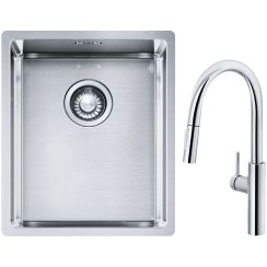 Set rubinetto da cucina Franke Pescara L Slide-In 115.0538.940, lavello in acciaio Franke Box 127.0453.653