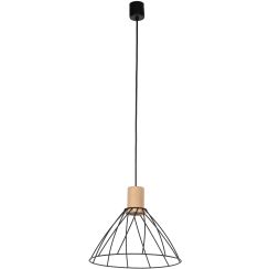TK Lighting Modesto lampada sospesa 1x10 W nero-legno 10156