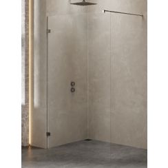 New Trendy Avexa Gunmetal Brushed parete doccia walk-in 130 cm spazzolata/vetro trasparente EXK-7096