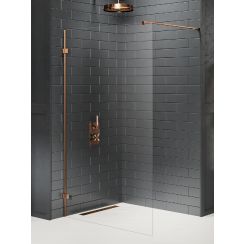 New Trendy Avexa Copper Brushed parete doccia walk-in 130 cm rame spazzolata/vetro trasparente EXK-7150