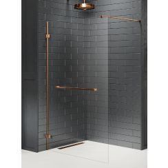 New Trendy Avexa Copper Brushed parete doccia walk-in 150 cm rame spazzolata/vetro trasparente EXK-7174