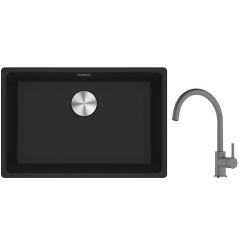 Set lavello in granito Franke Maris 125.0686.723, rubinetto da cucina Franke Lina 115.0626.022