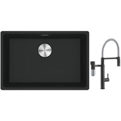 Set rubinetto da cucina Franke Vital Semi-Pro 120.0621.313, lavello in granito Franke Maris 125.0686.723