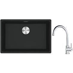 Set lavello in granito Franke Maris 125.0686.715, rubinetto da cucina Franke Lina 115.0693.228