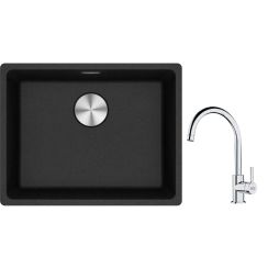 Set lavello in granito Franke Maris 125.0686.716, rubinetto da cucina Franke Lina 115.0693.228