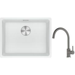 Set lavello in granito Franke Maris 125.0686.719, rubinetto da cucina Franke Lina 115.0626.022