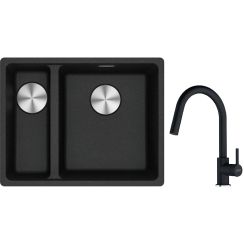 Set lavello in granito Franke Maris 125.0687.269, rubinetto da cucina Franke Lina 115.0626.055