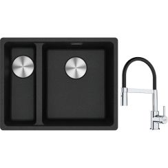 Set lavello in granito Franke Maris 125.0687.269, rubinetto da cucina Franke Lina 115.0626.085