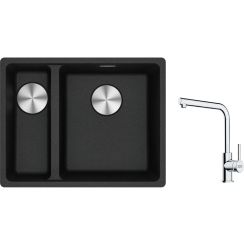 Set lavello in granito Franke Maris 125.0687.269, rubinetto da cucina Franke Lina 115.0712.420