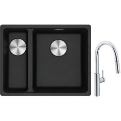 Set lavello in granito Franke Maris 125.0687.269, rubinetto da cucina Franke Pescara L Slide-In 115.0538.940