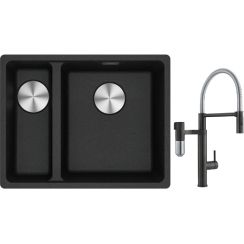 Set rubinetto da cucina Franke Vital Semi-Pro 120.0621.313, lavello in granito Franke Maris 125.0687.269
