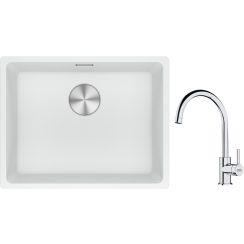 Set lavello in granito Franke Maris 125.0686.719, rubinetto da cucina Franke Lina 115.0693.228