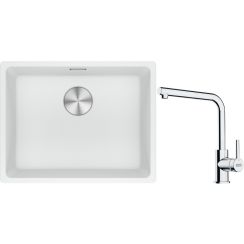 Set lavello in granito Franke Maris 125.0686.719, rubinetto da cucina Franke Lina 115.0712.420