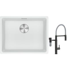 Set rubinetto da cucina Franke Vital Semi-Pro 120.0621.313, lavello in granito Franke Maris 125.0686.719