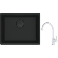 Set lavello in granito Franke Maris 125.0697.759, rubinetto da cucina Franke Lina 115.0626.024