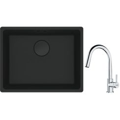 Set lavello in granito Franke Maris 125.0697.759, rubinetto da cucina Franke Lina 115.0693.228
