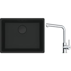 Set lavello in granito Franke Maris 125.0697.759, rubinetto da cucina Franke Lina 115.0712.420