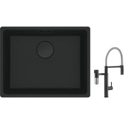 Set rubinetto da cucina Franke Vital Semi-Pro 120.0621.313, lavello in granito Franke Maris 125.0697.759