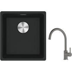 Set lavello in granito Franke Maris 125.0687.248, rubinetto da cucina Franke Lina 115.0626.022