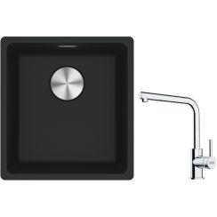 Set lavello in granito Franke Maris 125.0687.248, rubinetto da cucina Franke Lina 115.0712.420