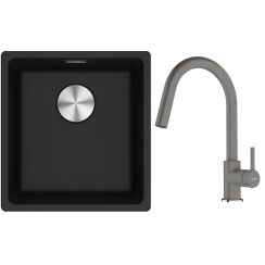 Set lavello in granito Franke Maris 125.0687.249, rubinetto da cucina Franke Lina 115.0626.057
