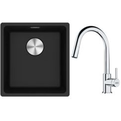 Set lavello in granito Franke Maris 125.0687.249, rubinetto da cucina Franke Lina 115.0693.229