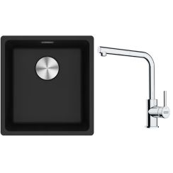 Set lavello in granito Franke Maris 125.0687.249, rubinetto da cucina Franke Lina 115.0712.420
