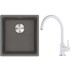 Set lavello in granito Franke Maris 125.0698.001, rubinetto da cucina Franke Lina 115.0626.024