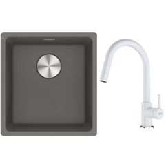 Set lavello in granito Franke Maris 125.0698.001, rubinetto da cucina Franke Lina 115.0626.081