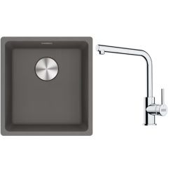 Set lavello in granito Franke Maris 125.0698.001, rubinetto da cucina Franke Lina 115.0712.420