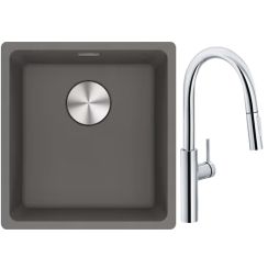 Set rubinetto da cucina Franke Pescara L Slide-In 115.0538.940, lavello in granito Franke Maris 125.0698.001