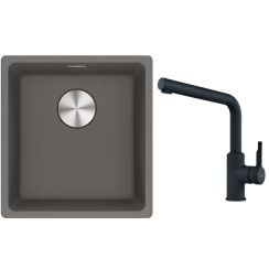Set lavello in granito Franke Maris 125.0698.001, rubinetto da cucina Franke Urban 115.0627.523