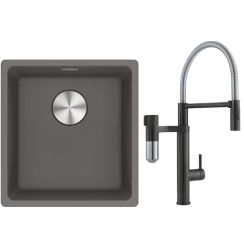 Set rubinetto da cucina Franke Vital Semi-Pro 120.0621.313, lavello in granito Franke Maris 125.0698.001