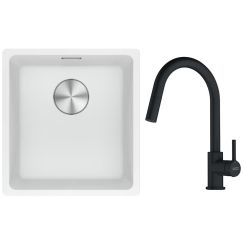 Set lavello in granito Franke Maris 125.0687.251, rubinetto da cucina Franke Lina 115.0626.053