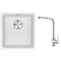 Set lavello in granito Franke Maris 125.0687.251, rubinetto da cucina Franke Sirius Side 115.0668.280