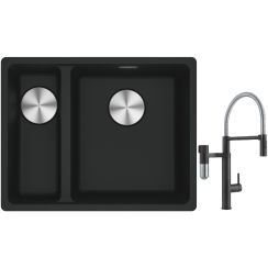 Set rubinetto da cucina Franke Vital Semi-Pro 120.0621.313, lavello in granito Franke Maris 125.0687.268