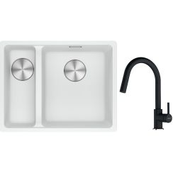 Set lavello in granito Franke Maris 125.0687.271, rubinetto da cucina Franke Lina 115.0626.055