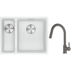 Set lavello in granito Franke Maris 125.0687.271, rubinetto da cucina Franke Lina 115.0626.057